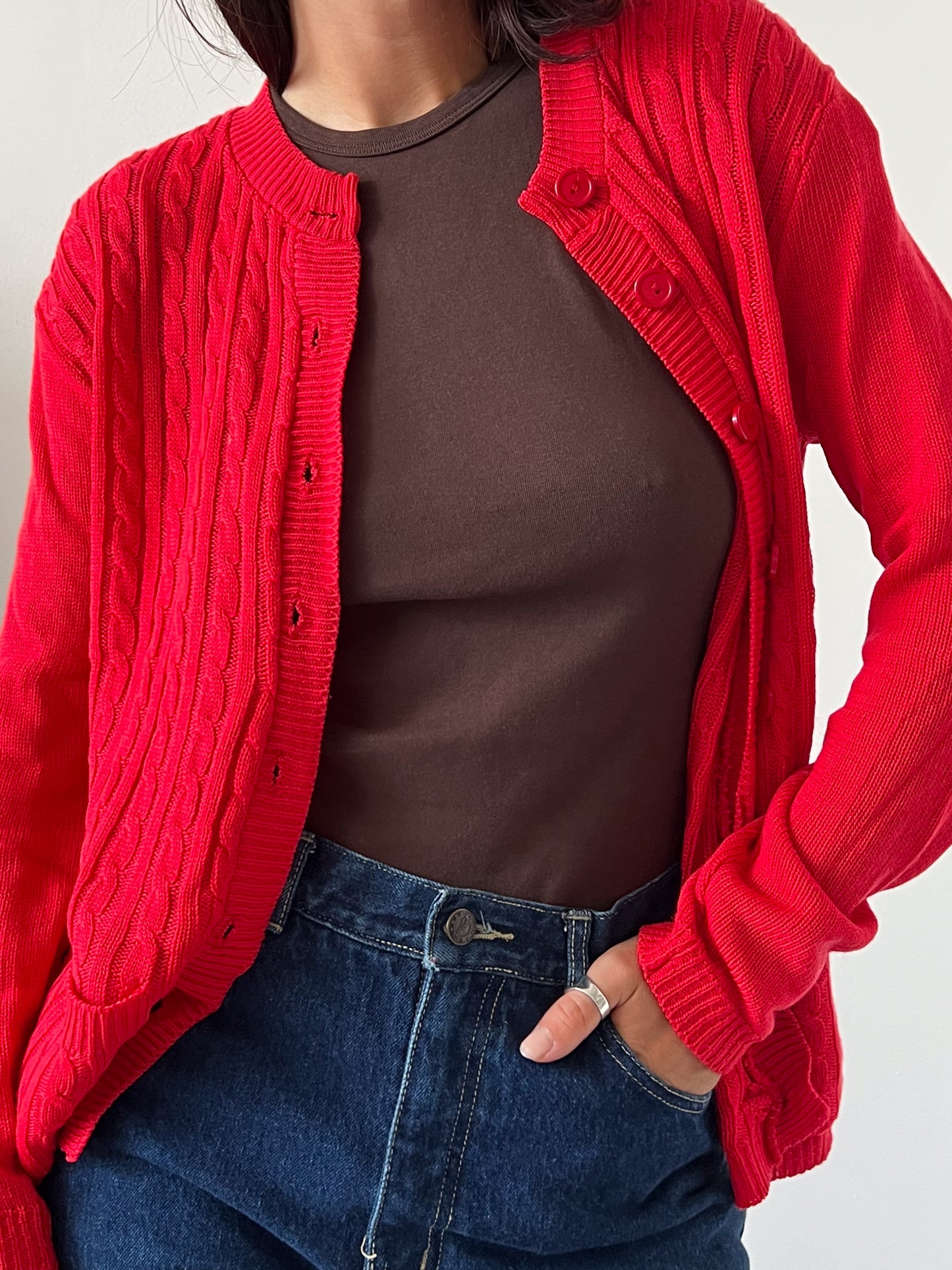 CHERRY RED CARDIGAN