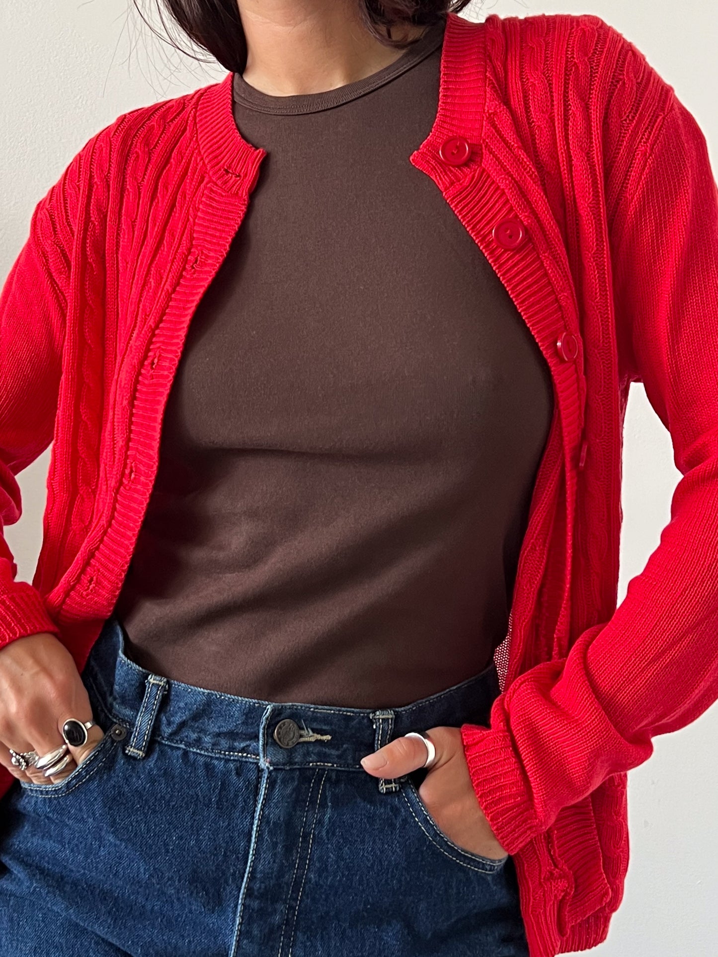 CHERRY RED CARDIGAN